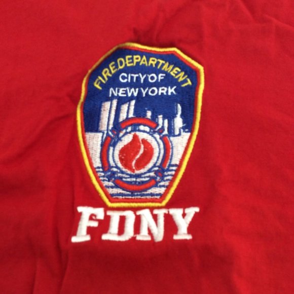 FDNY New York City Fire Department Embroidered T-shirt Red 2XL - Picture 2 of 4